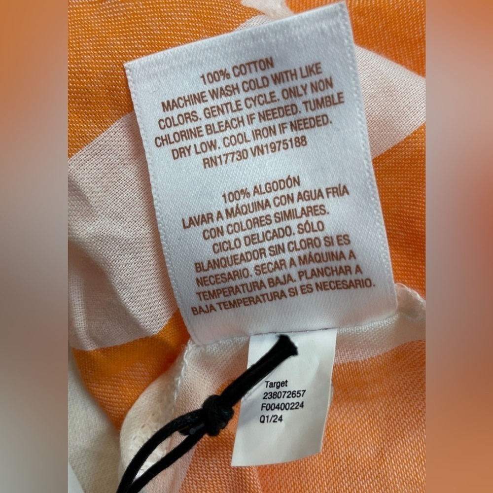 NWOT Shade & Shore Orange White Striped Beach Sarong Cover Up One Size - Picture 3 of 4